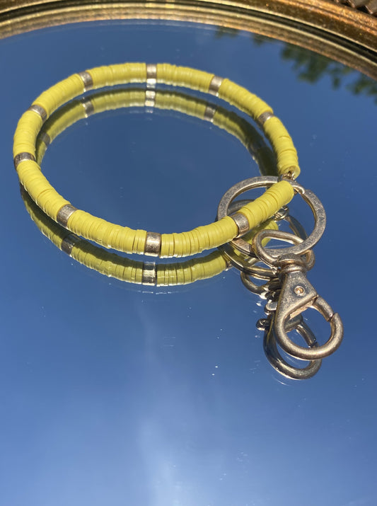 Green Beaded Keychain Bracelet